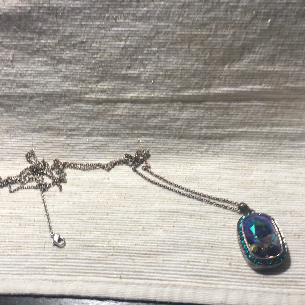 Touchstone crystal long pendant necklace